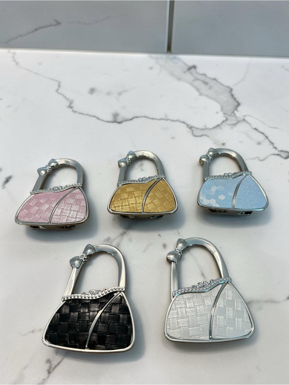 Purse-Shaped Mini Bag Hanger - Pink, Gold, Blue, Black, White
